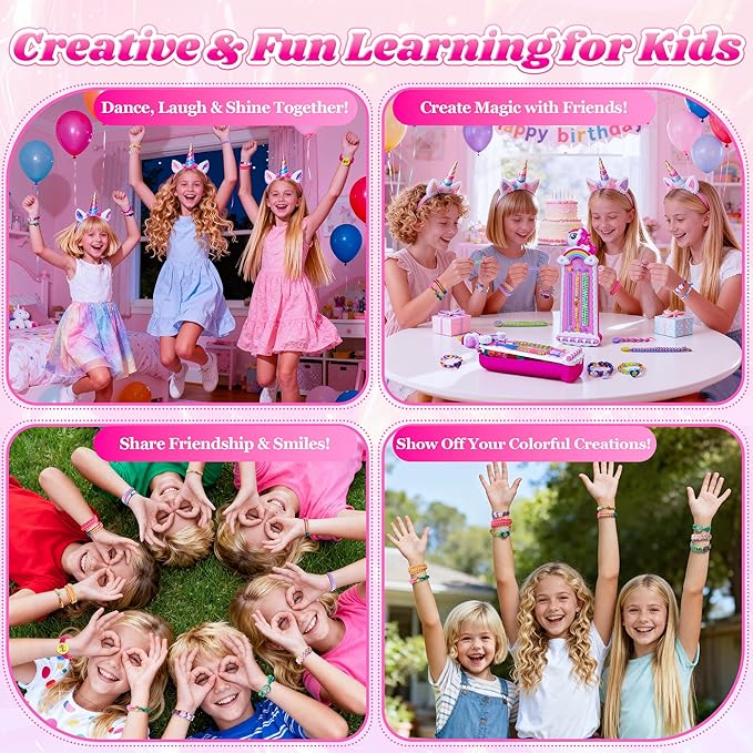 Unicorn Toys for Girls Age 4-6 6-8 8-12, 2-in-1 Friendship Bracelet Making Kit for Girls, Arts and Crafts for Kids Toy,4 5 6 7 8 9 10 11 12 Year Olds Christmas Birthday Gifts,Teen Girl Gift Ideas