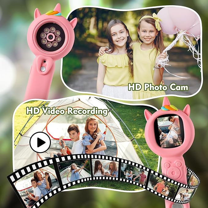 Kids Microscope- 500x Magnification,16X Zoom,Handheld Microscope for Kids with HD Cam,Portable Science Learning Tool,Christmas Birthday Gifts for Boys Girls Aged 3-12 (Pink)