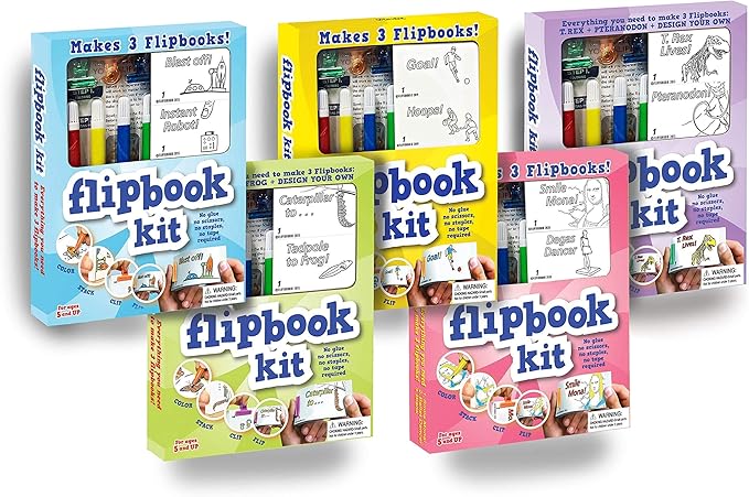 Fliptomania Bundle of 5 Flipbook Kits for Kids - Save 20%