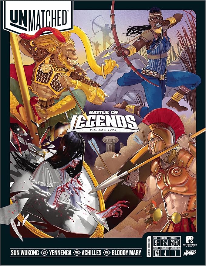Restoration Games Unmatched Battle of Legends Vol 2 - Strategy Board Game for 2 to 4 Players - Expansion with 4 New Heroes and Battlefield - 20-40 Min Playtime - Ages 9+
