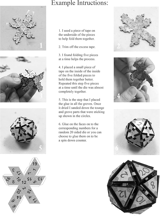 Crafts - 20 Sided Dice - Art Kit - RAW Wood 1.5"x1.5" (Includes 1 die only) Assembly Required