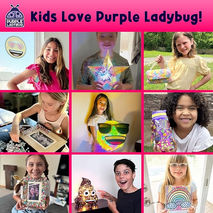PURPLE LADYBUG Pouring Paint DIY Clock Kit - Creative Kids Painting Kit - 6 7 8 9 10 11 12 Year Old Girl Gift Ideas, Birthday & Christmas Gifts for 6-12 Year Old Boys & Girls - Crafts for Kids 8-12