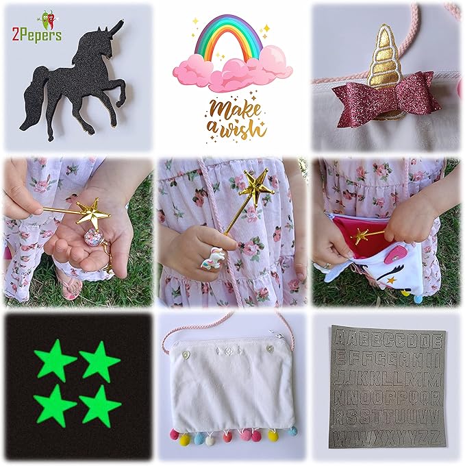 Make Your Own Unicorn Purse Kit, Arts and Crafts for Kids, DIY Unicorns Gifts for Girls Ages 3 4 5 6 7 8 Years and Up (No Sewing Needed), Magical Unicorn Toy Bag, Creative Girl's Project