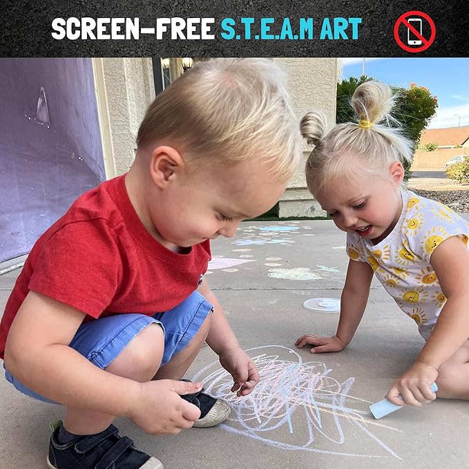 Jumbo Sidewalk Chalk Bucket - 20 Pieces | Non-Toxic Washable Paint | Backyard Outdoor Kids Fun Activities, Drawing, Homeschool | Creative Steam Art & Craft Kit | Gift for Ages 3+