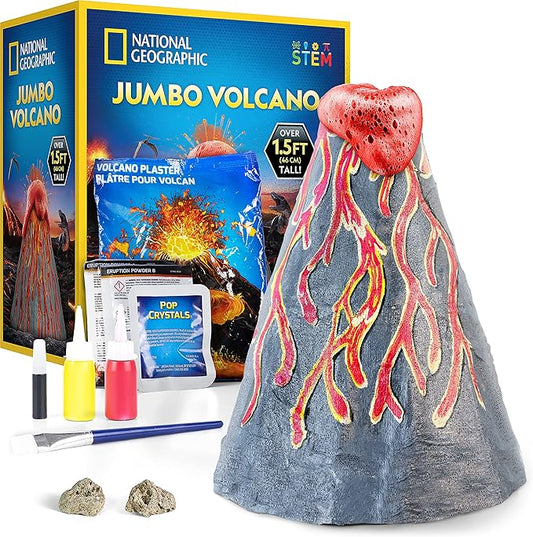 National Geographic Jumbo Volcano Science Kit - 18" Giant Volcano with Multiple Eruptions, Science Experiments, Science Fair Projects